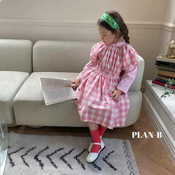Plan B - Korean Children Fashion - #childrensboutique - Back Slit Check One-piece - 4