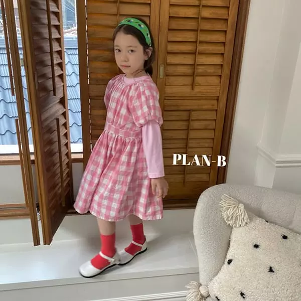 Plan B - Korean Children Fashion - #fashionkids - Back Slit Check One-piece - 6