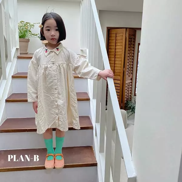 Plan B - Korean Children Fashion - #toddlerclothing - Point Collar Flower Embroidery One-piece - 9