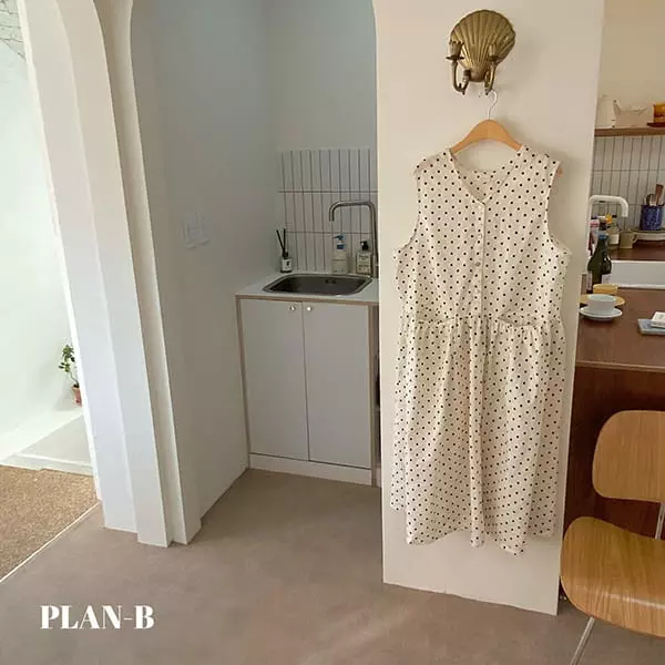 Plan B - Korean Women Fashion - #momslook - Mom Dot Pocket Sleeveless One-piece