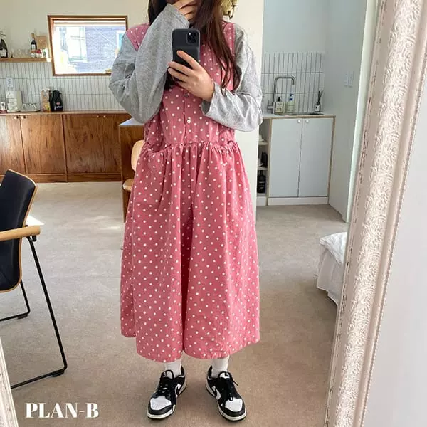 Plan B - Korean Women Fashion - #momslook - Mom Dot Pocket Sleeveless One-piece - 4