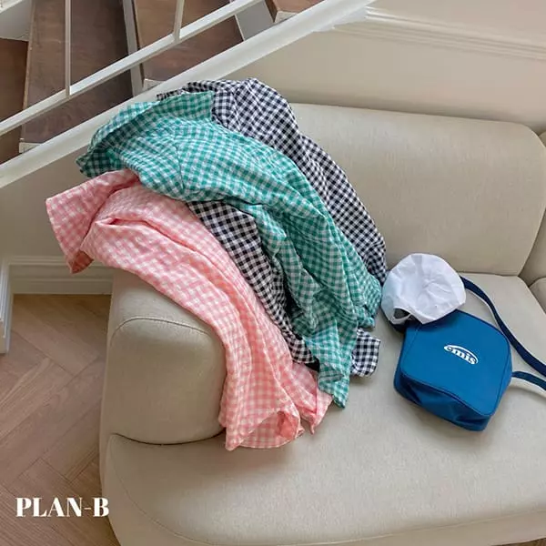 Plan B - Korean Women Fashion - #womensfashion - Mom Square Shape Check Shirt