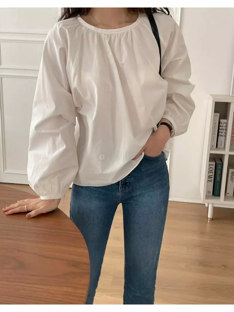 Renouveau - Korean Women Fashion - #vintageinspired - Plain Blouse - 4