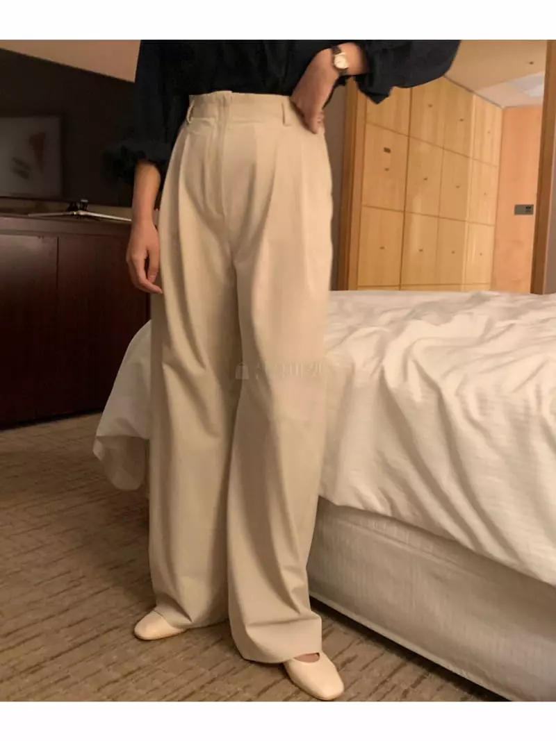 Renouveau - Korean Women Fashion - #momslook - Wide Pin Tuck Pants - 4