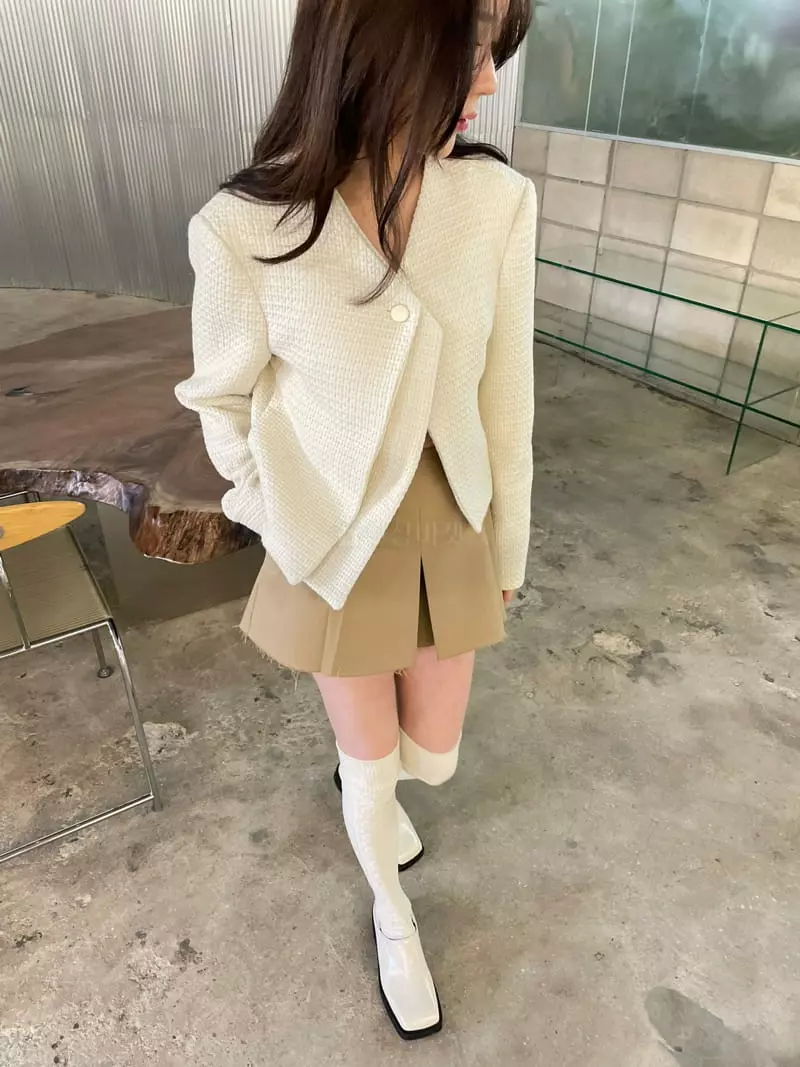 Rooof - Korean Women Fashion - #momslook - Tweed Double Jacket