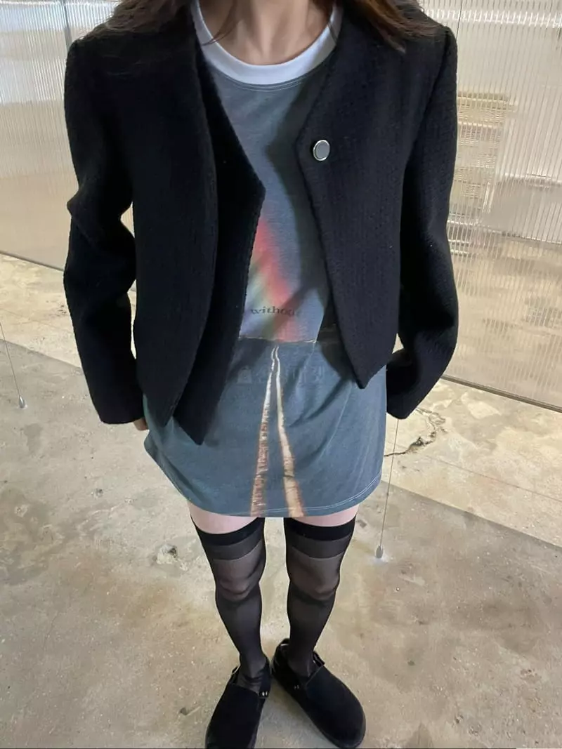 Rooof - Korean Women Fashion - #momslook - Tweed Double Jacket - 3