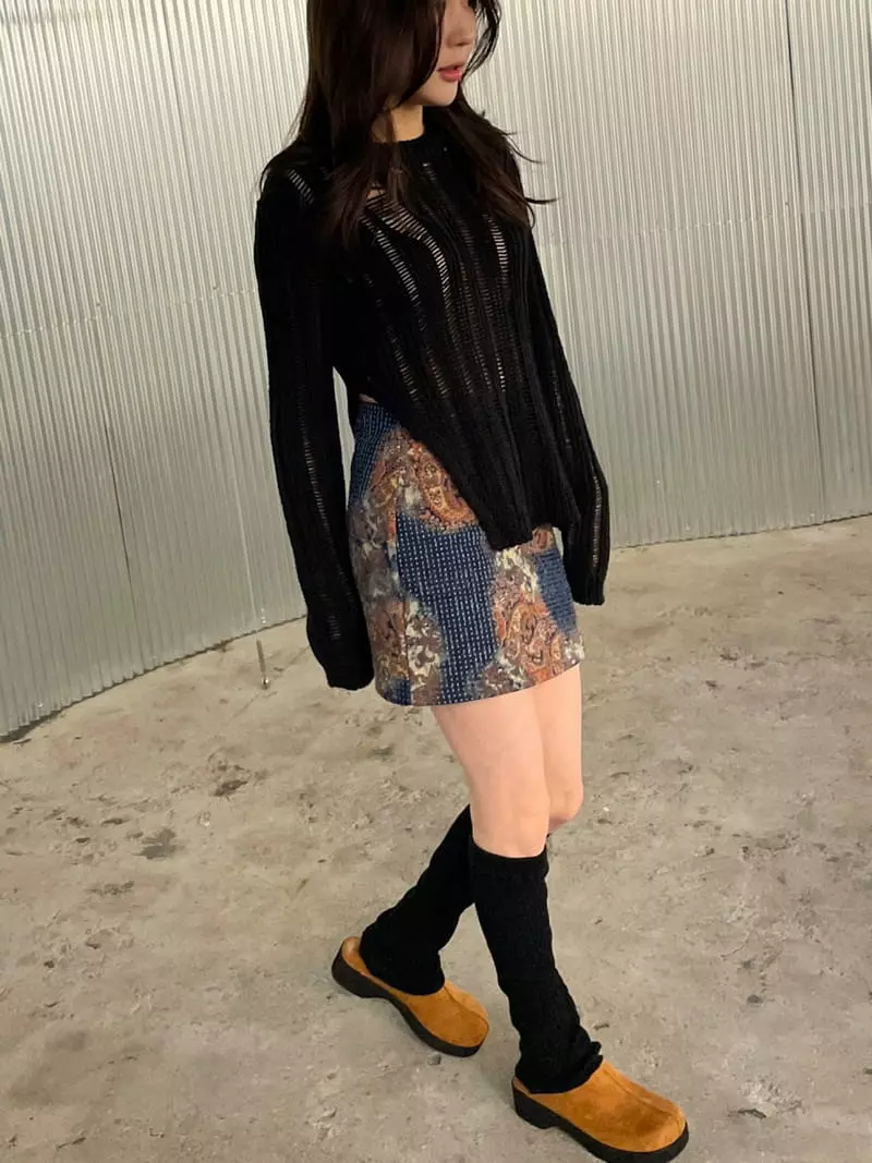 Rooof - Korean Women Fashion - #womensfashion - Open Knit Tee - 4