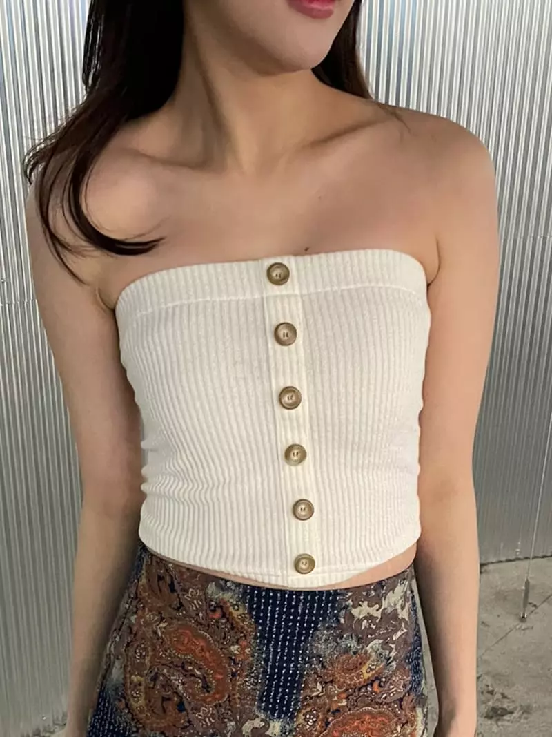 Rooof - Korean Women Fashion - #thatsdarling - Button Tee - 2