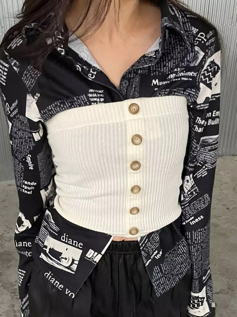 Rooof - Korean Women Fashion - #thelittlethings - Button Tee - 3