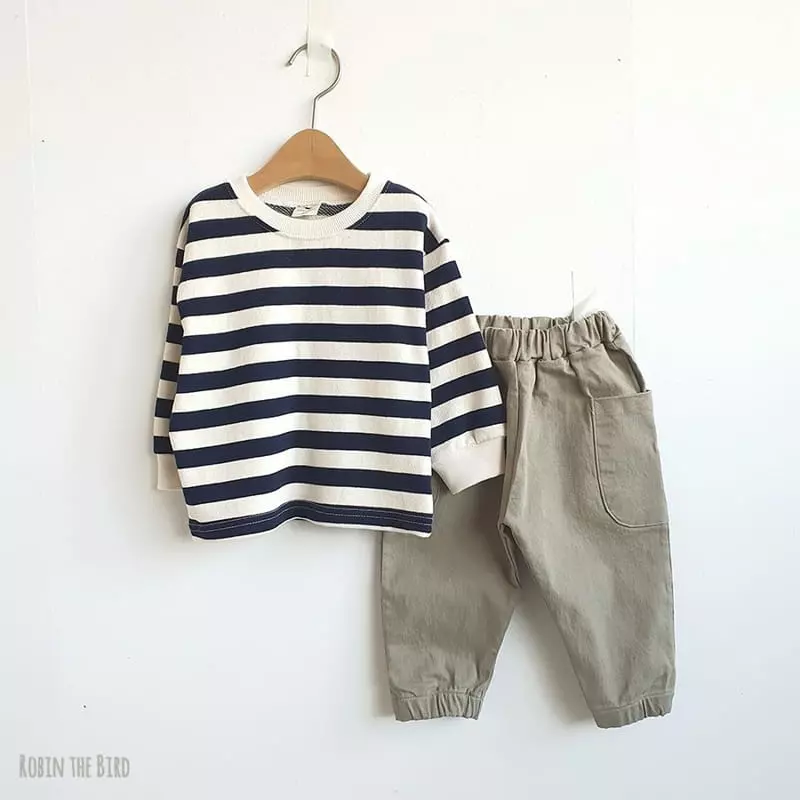 Saerobin - Korean Children Fashion - #discoveringself - Stripe Sweatshirt - 3