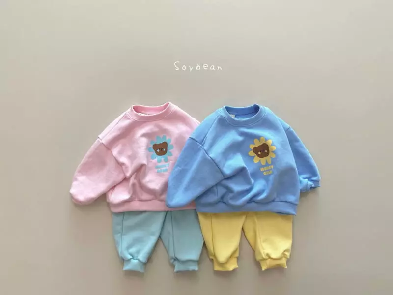 Soybean - Korean Children Fashion - #childofig - Flower Bear Top Bottom Set - 7