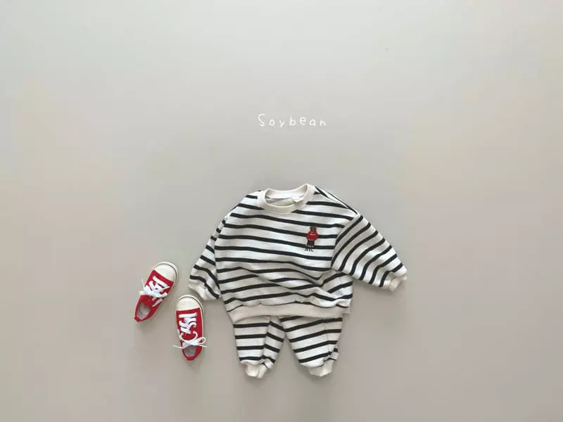 Soybean - Korean Children Fashion - #childofig - NYC Bear Stripes Top Bottom Set - 6