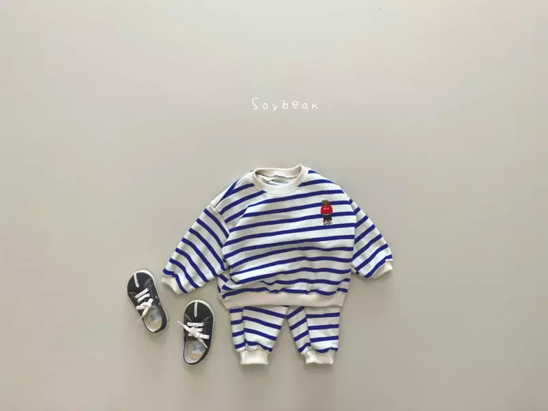 Soybean - Korean Children Fashion - #designkidswear - NYC Bear Stripes Top Bottom Set - 8