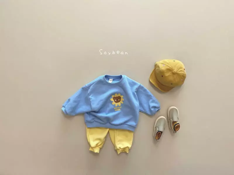 Soybean - Korean Children Fashion - #minifashionista - Flower Bear Top Bottom Set - 2