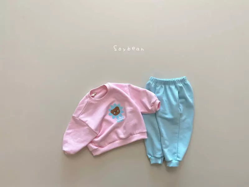 Soybean - Korean Children Fashion - #prettylittlegirls - Flower Bear Top Bottom Set - 3