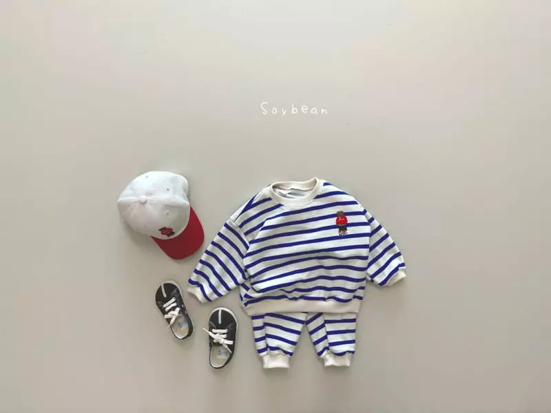 Soybean - Korean Children Fashion - #prettylittlegirls - NYC Bear Stripes Top Bottom Set - 2