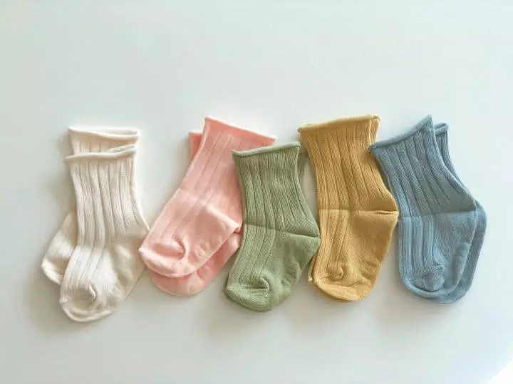 Teamand - Korean Children Fashion - #fashionkids - Bling Rib Dol Dol Socks [set of 5] - 2