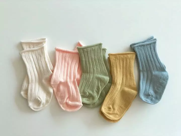 Teamand - Korean Children Fashion - #kidsshorts - Bling Rib Dol Dol Socks [set of 5] - 4