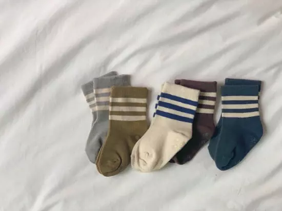 Teamand - Korean Children Fashion - #todddlerfashion - 3 Stripes Socks [set of 5] - 2