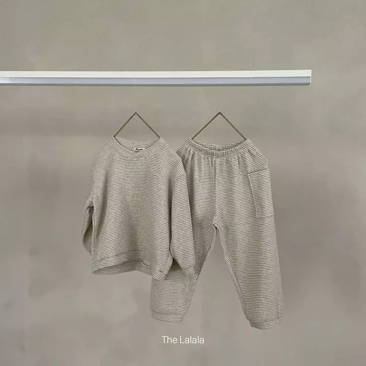 The Lalala - Korean Children Fashion - #childrensboutique - Waffle Sweatshirt Bottom Set