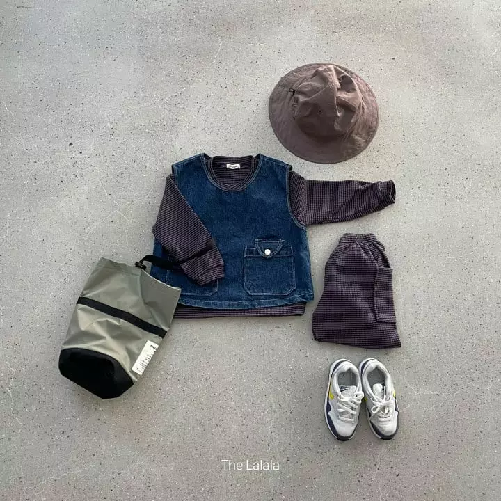 The Lalala - Korean Children Fashion - #kidzfashiontrend - Waffle Sweatshirt Bottom Set - 7