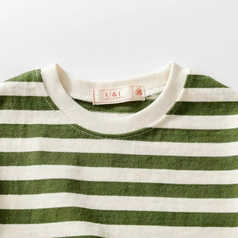 U & I - Korean Children Fashion - #fashionkids - Tok Tok Stripes Short Sleeves Tee - 4