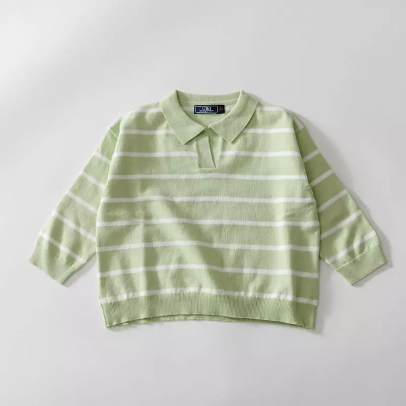 U & I - Korean Children Fashion - #kidzfashiontrend - Stripes Collar Knit Tee - 3