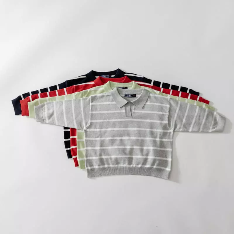 U & I - Korean Children Fashion - #minifashionista - Stripes Collar Knit Tee - 7