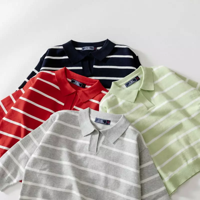 U & I - Korean Children Fashion - #prettylittlegirls - Stripes Collar Knit Tee - 8