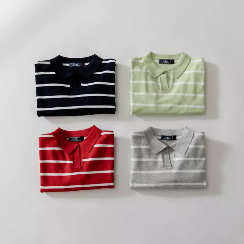 U & I - Korean Children Fashion - #stylishchildhood - Stripes Collar Knit Tee - 11