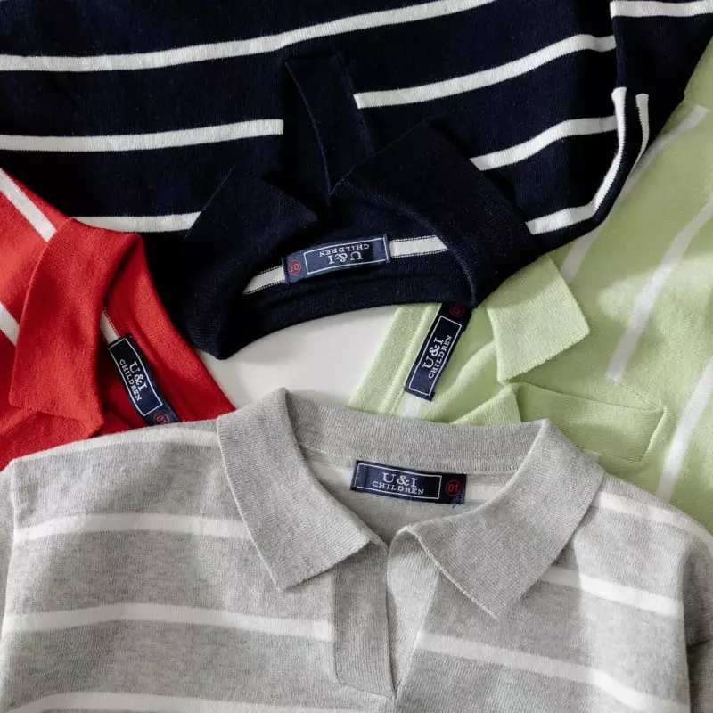 U & I - Korean Children Fashion - #toddlerclothing - Stripes Collar Knit Tee - 10