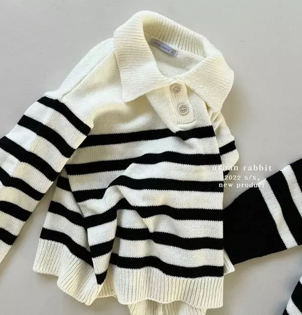 Urban Rabbit - Korean Children Fashion - #littlefashionista - Button Stripes Knit - 5