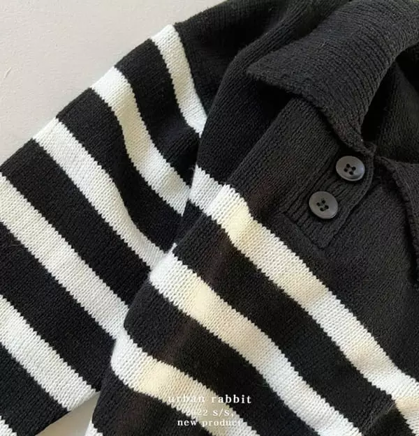 Urban Rabbit - Korean Children Fashion - #magicofchildhood - Button Stripes Knit - 6