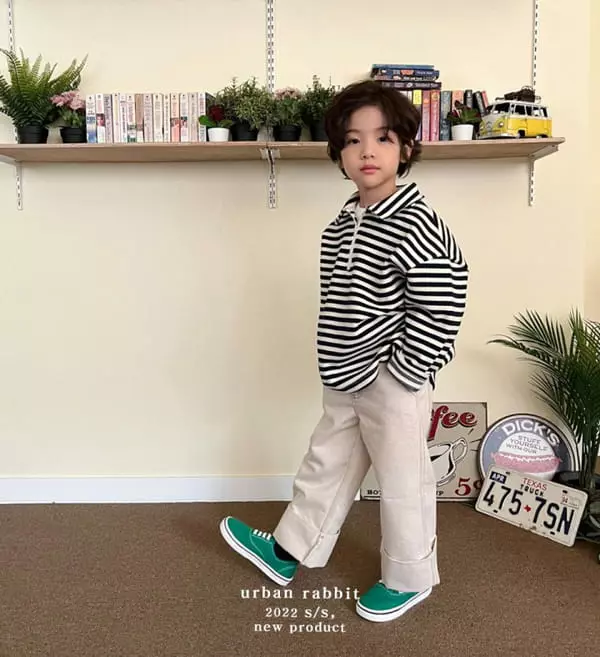 Urban Rabbit - Korean Children Fashion - #minifashionista - Zip-up Stripes Tee - 9