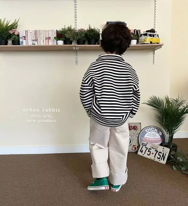 Urban Rabbit - Korean Children Fashion - #prettylittlegirls - Zip-up Stripes Tee - 10