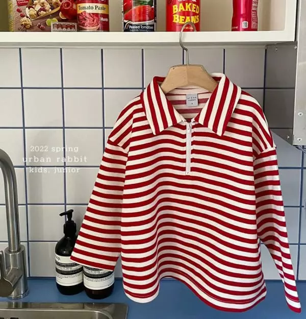 Urban Rabbit - Korean Women Fashion - #momslook - Mom Zip-up Stripes Tee - 2