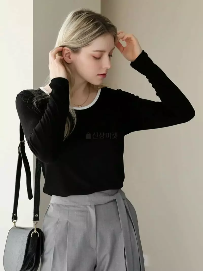 Vert Neuf - Korean Women Fashion - #pursuepretty - Color Rib Tee - 3