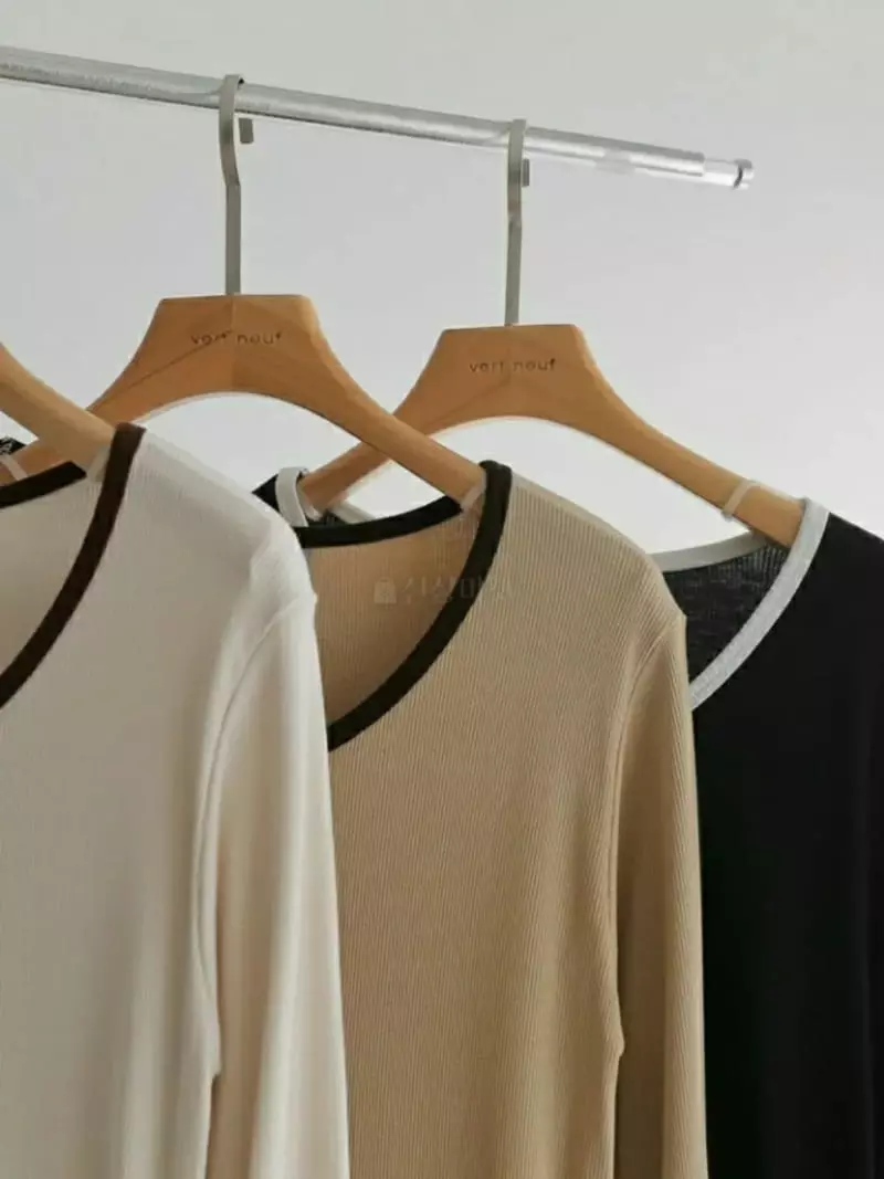 Vert Neuf - Korean Women Fashion - #pursuepretty - Color Rib Tee - 4