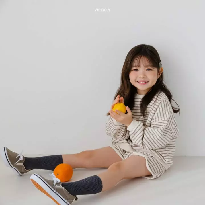 Weekly - Korean Children Fashion - #childofig - Smile Stripes Top Bottom Set - 3