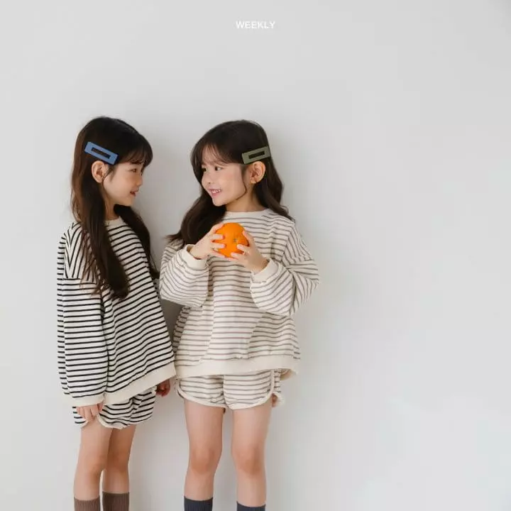 Weekly - Korean Children Fashion - #childrensboutique - Smile Stripes Top Bottom Set - 5