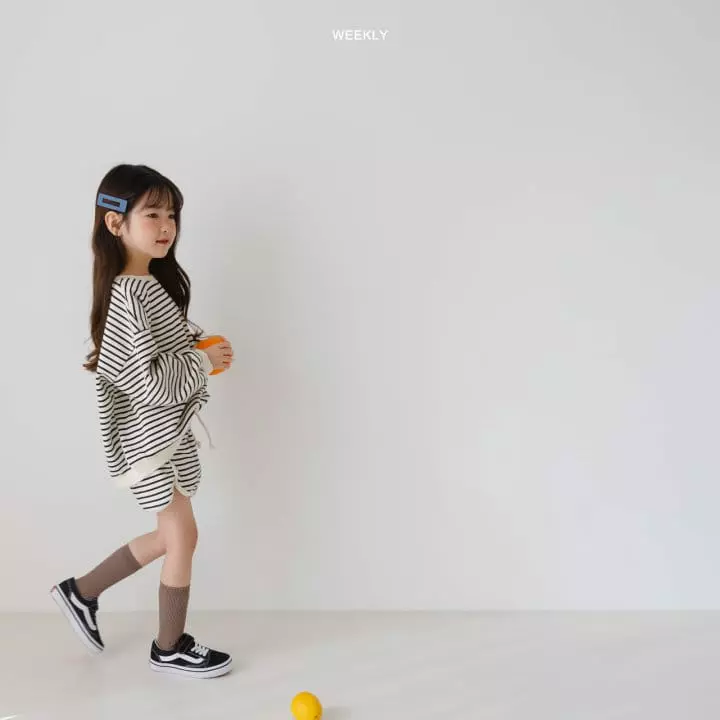 Weekly - Korean Children Fashion - #designkidswear - Smile Stripes Top Bottom Set - 6