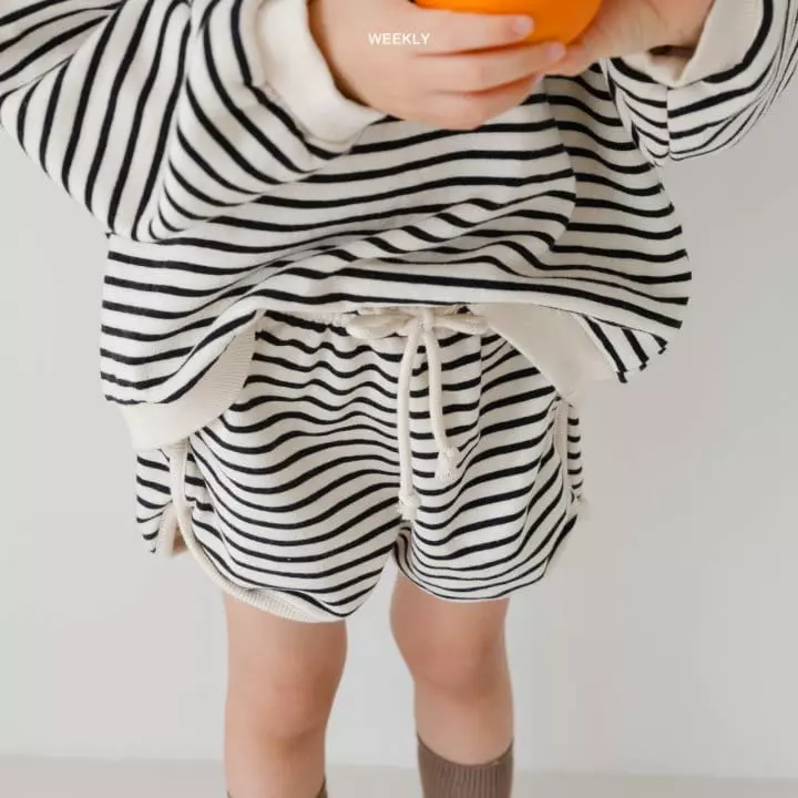 Weekly - Korean Children Fashion - #discoveringself - Smile Stripes Top Bottom Set - 7