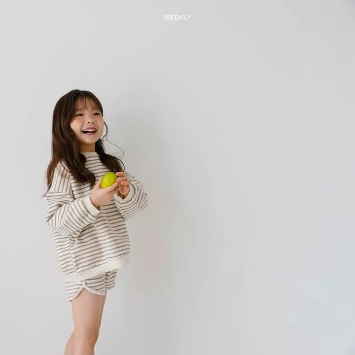 Weekly - Korean Children Fashion - #kidsstore - Smile Stripes Top Bottom Set - 10