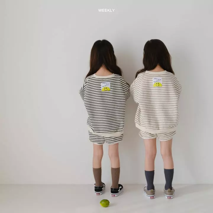 Weekly - Korean Children Fashion - #minifashionista - Smile Stripes Top Bottom Set