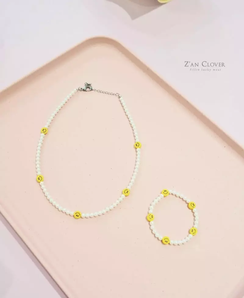 Zan Clover - Korean Children Fashion - #childofig - Pearl Necklace Bracelet Set - 3