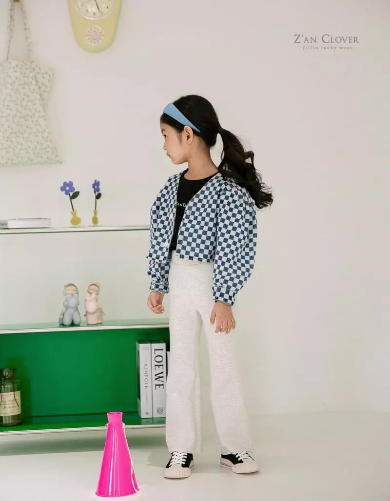 Zan Clover - Korean Children Fashion - #childrensboutique - Checker Denim Jacket