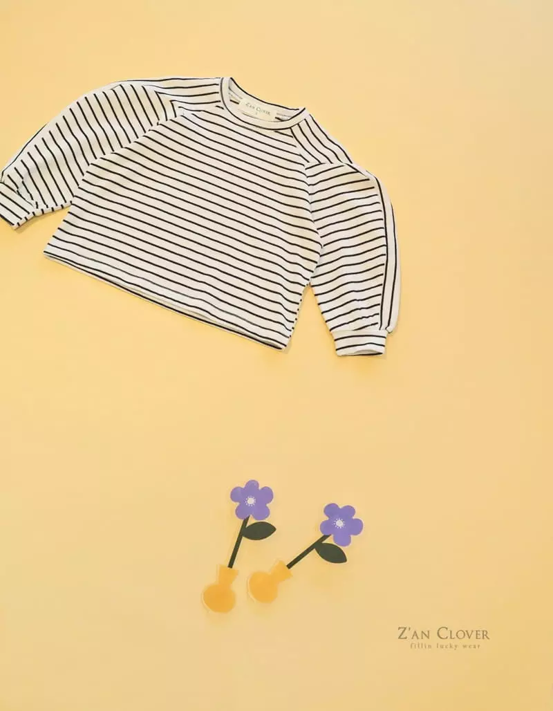 Zan Clover - Korean Children Fashion - #designkidswear - Shoulder Stripes Tee - 10