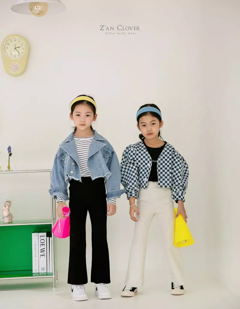 Zan Clover - Korean Children Fashion - #kidsstore - Checker Denim Jacket - 6