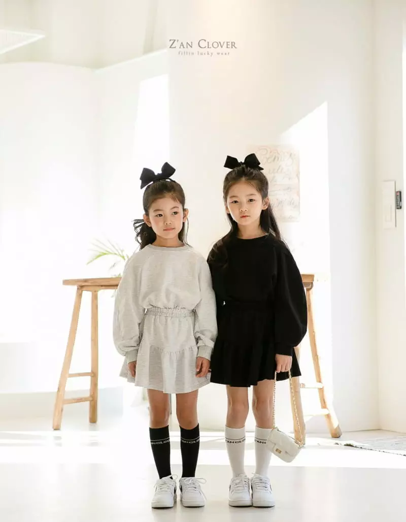 Zan Clover - Korean Children Fashion - #kidzfashiontrend - Volume Skirt Top Set
