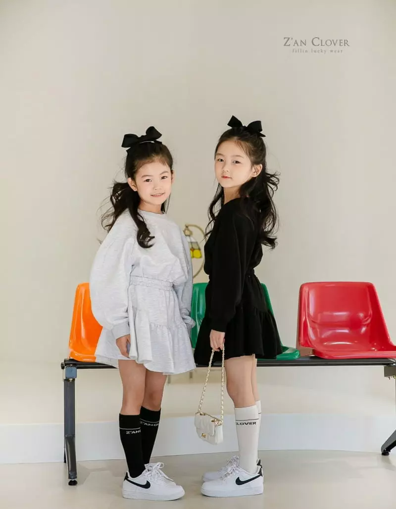 Zan Clover - Korean Children Fashion - #littlefashionista - Volume Skirt Top Set - 4